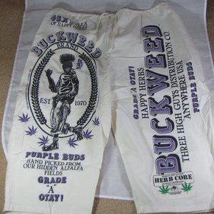 Vintage AKA Underground Long Shorts Buckweed Hal Arscott 1990 Purple Buds Pocket